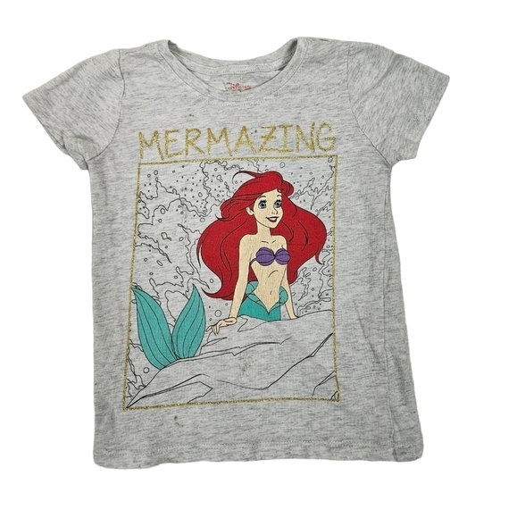 Disney Little Mermaid Ariel Mermazing Glitter Graphic Tee-Shirt 3T Girls - Picture 6 of 6